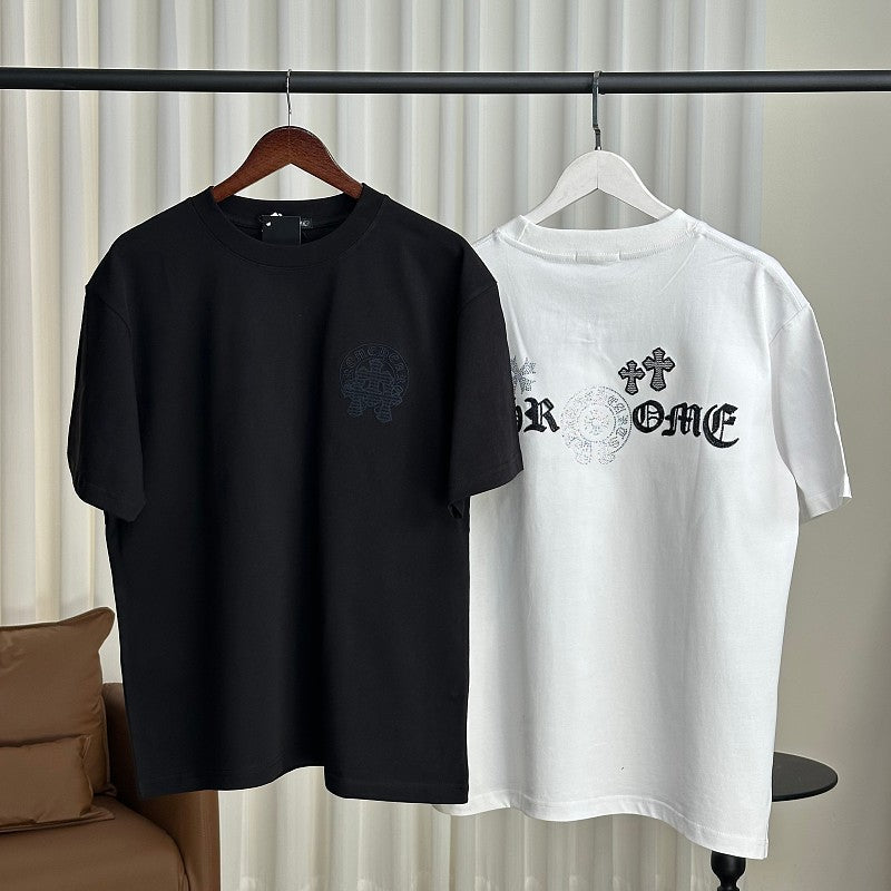 Chrome Hearts Rhinestone + Embossed Slogan Short-Sleeve T-Shirt 2609