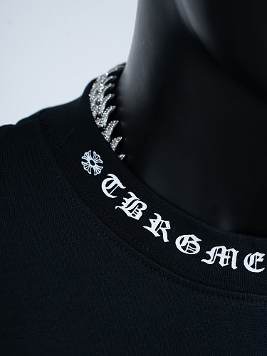 Chrome Hearts Seven-Color Short-Sleeve T-Shirt with Sanskrit Watch Pocket and Letter Print on Neckline