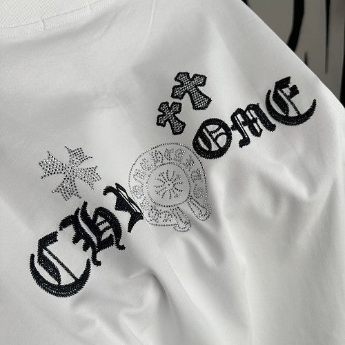 Chrome Hearts Rhinestone + Embossed Slogan Short-Sleeve T-Shirt 2609