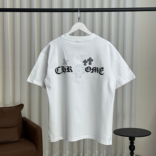 Chrome Hearts Rhinestone + Embossed Slogan Short-Sleeve T-Shirt 2609