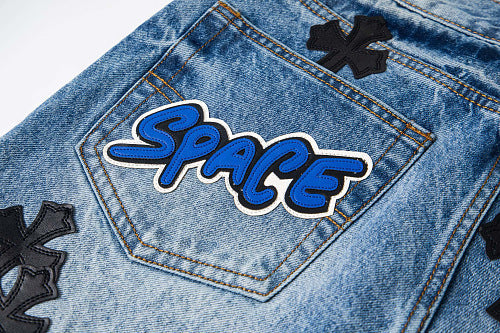 Chrome Hearts Sex Octopus Multi-logo Patchwork Washed Jeans 844