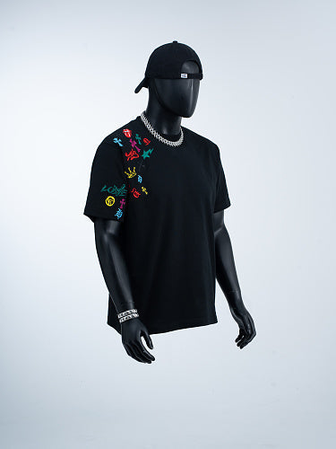 Chrome Hearts Cross Crown Colorful Embroidered Short-Sleeve T-Shirt 2662