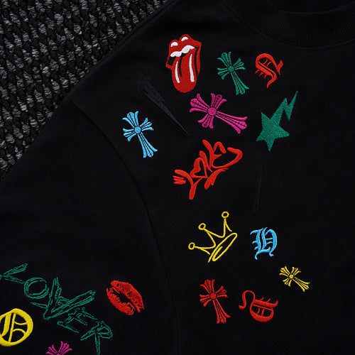 Chrome Hearts Cross Crown Colorful Embroidered Short-Sleeve T-Shirt 2662