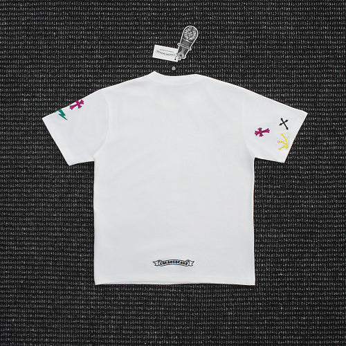 Chrome Hearts Cross Crown Colorful Embroidered Short-Sleeve T-Shirt 2662
