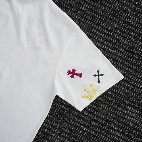 Chrome Hearts Cross Crown Colorful Embroidered Short-Sleeve T-Shirt 2662