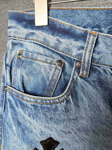 Chrome Hearts Sex Octopus Multi-logo Patchwork Washed Jeans 844