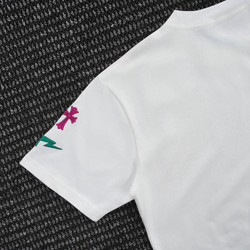 Chrome Hearts Cross Crown Colorful Embroidered Short-Sleeve T-Shirt 2662