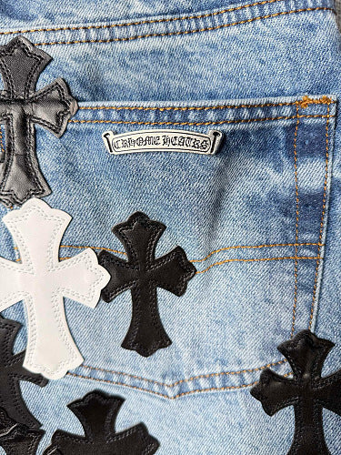 Chrome Hearts Sex Octopus Multi-logo Patchwork Washed Jeans 844