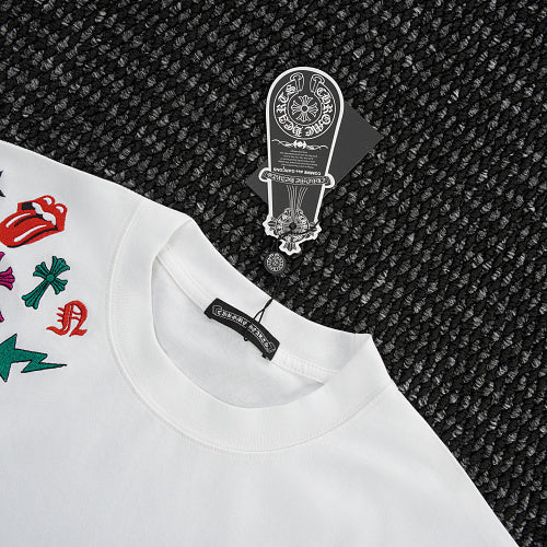 Chrome Hearts Cross Crown Colorful Embroidered Short-Sleeve T-Shirt 2662