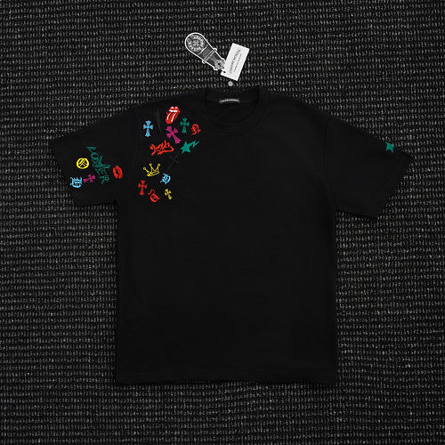 Chrome Hearts Cross Crown Colorful Embroidered Short-Sleeve T-Shirt 2662