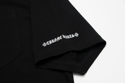 Chrome Hearts Seven-Color Short-Sleeve T-Shirt with Sanskrit Watch Pocket and Letter Print on Neckline