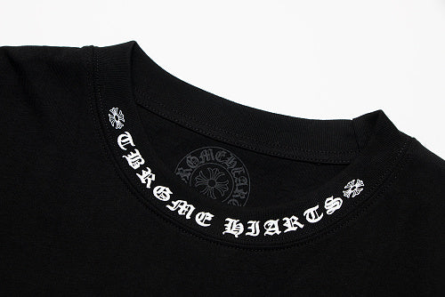 Chrome Hearts Seven-Color Short-Sleeve T-Shirt with Sanskrit Watch Pocket and Letter Print on Neckline