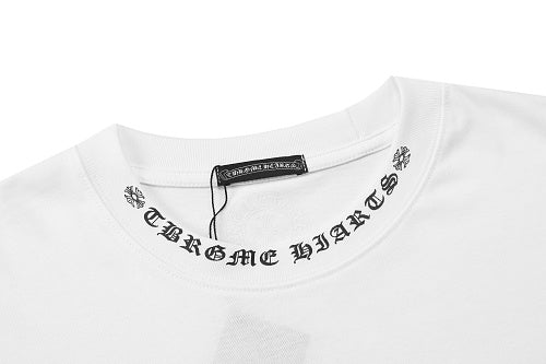 Chrome Hearts Seven-Color Short-Sleeve T-Shirt with Sanskrit Watch Pocket and Letter Print on Neckline