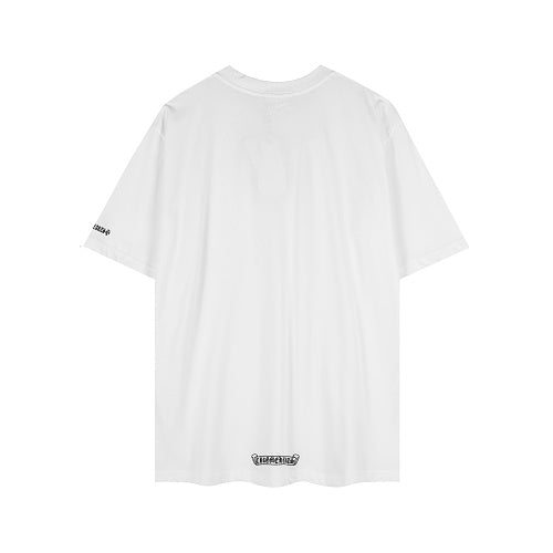 Chrome Hearts Seven-Color Short-Sleeve T-Shirt with Sanskrit Watch Pocket and Letter Print on Neckline