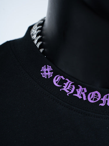 Chrome Hearts Seven-Color Short-Sleeve T-Shirt with Sanskrit Watch Pocket and Letter Print on Neckline