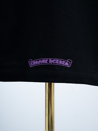 Chrome Hearts Seven-Color Short-Sleeve T-Shirt with Sanskrit Watch Pocket and Letter Print on Neckline