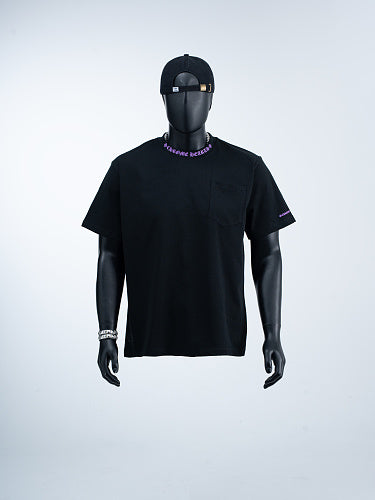 Chrome Hearts Seven-Color Short-Sleeve T-Shirt with Sanskrit Watch Pocket and Letter Print on Neckline