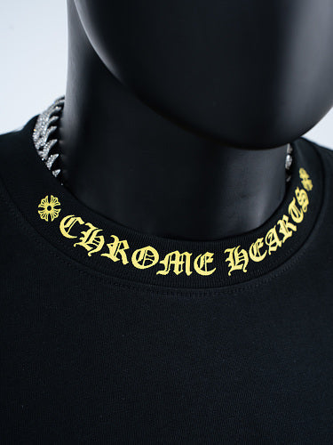 Chrome Hearts Seven-Color Short-Sleeve T-Shirt with Sanskrit Watch Pocket and Letter Print on Neckline