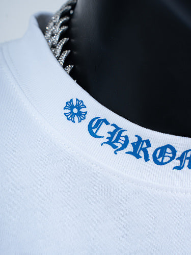 Chrome Hearts Seven-Color Short-Sleeve T-Shirt with Sanskrit Watch Pocket and Letter Print on Neckline