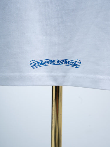 Chrome Hearts Seven-Color Short-Sleeve T-Shirt with Sanskrit Watch Pocket and Letter Print on Neckline